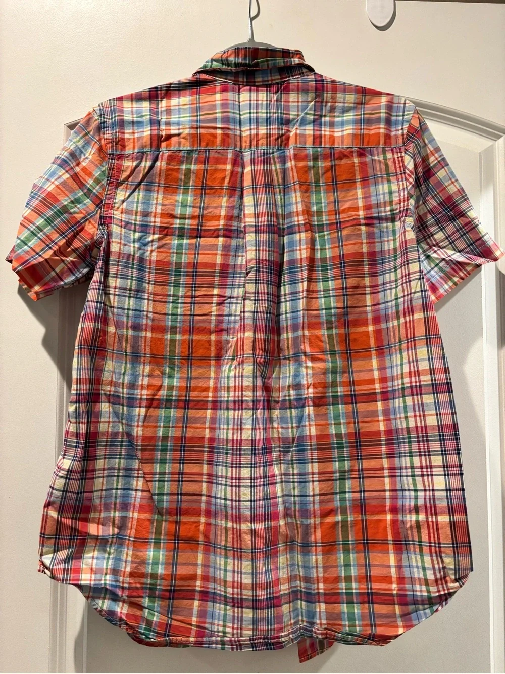 Ralph Lauren Orange Multi-Plaid Short-Sleeve Button-Down Shirt